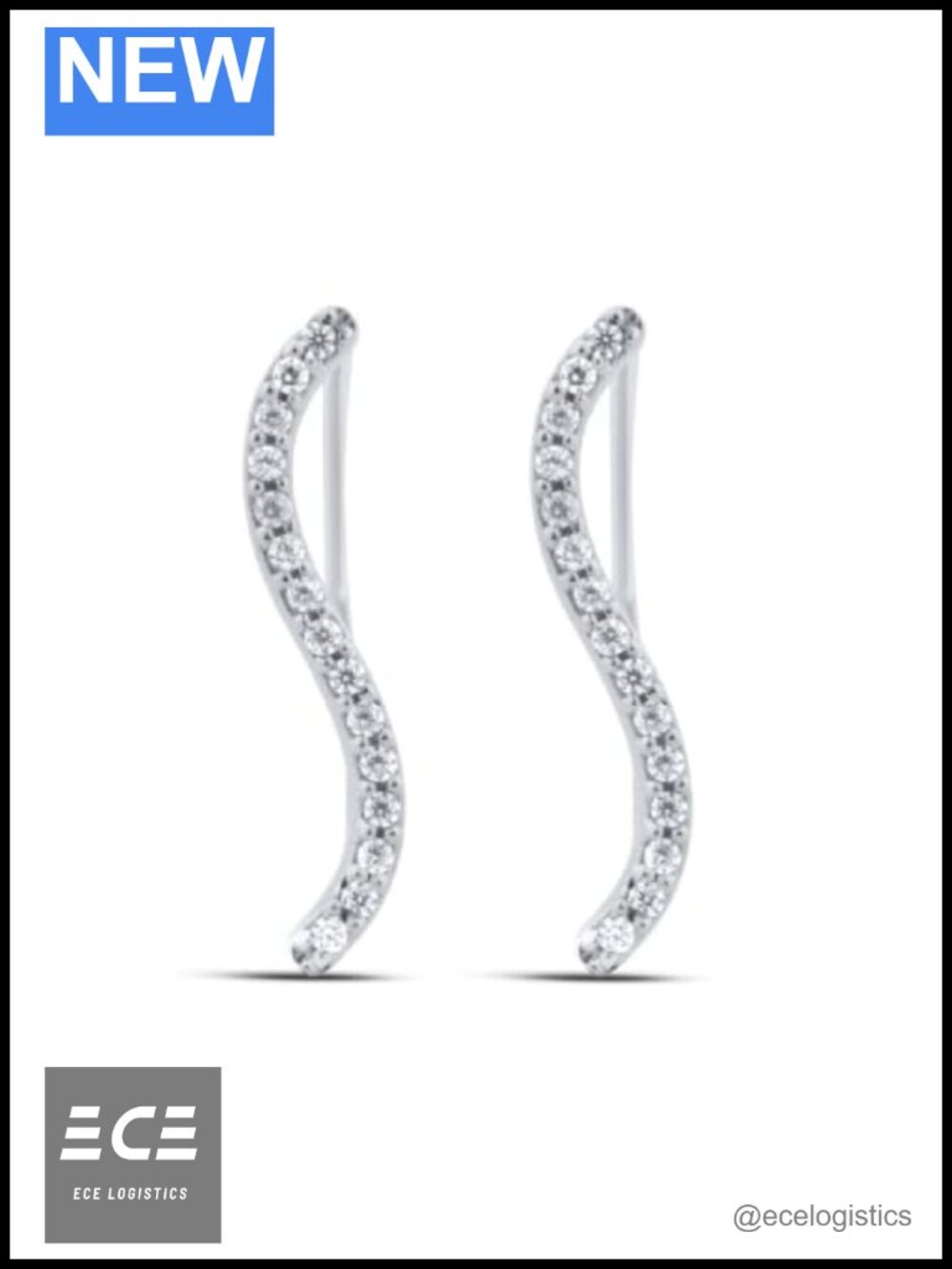 Lab Grown Diamond Climber Earrings 925 Sterling Silver Women